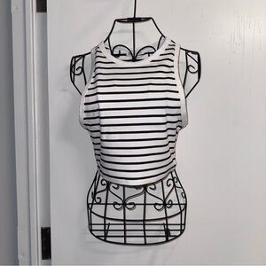 NWOT Zara White & Black Striped Sleeveless Crop Top